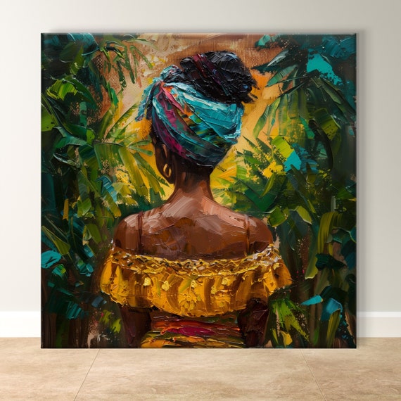Brazilian Woman Portrait Vibrant Afro Brazilian Art Colorful Jungle Inspired Painting Unique Wall Decor Cultural Gift Idea