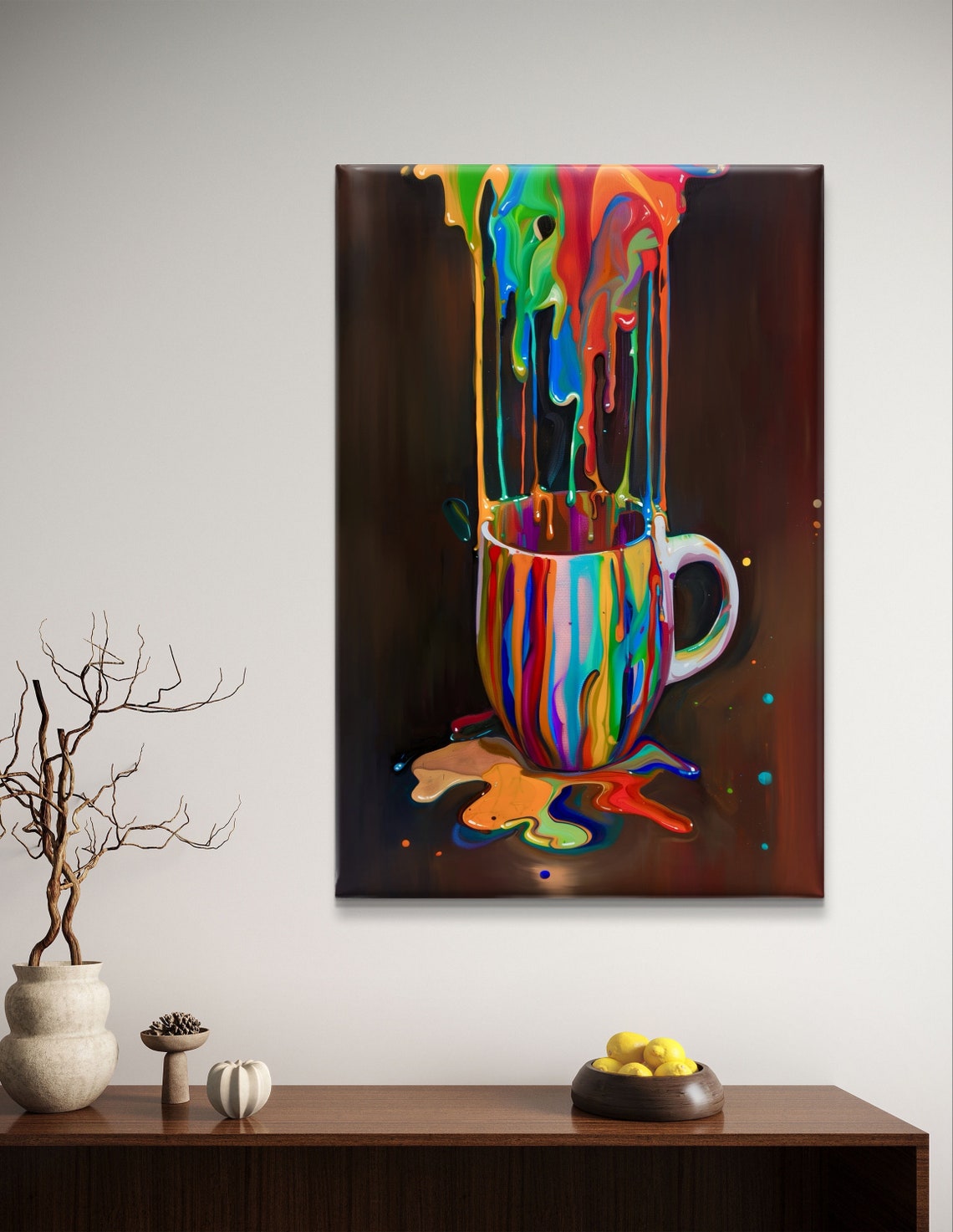 Colorful Coffee Art Vibrant Mug Painting Modern Wall Decor Pop Art Coffee Artwork Unique Kitchen Gift Bold Stylish Home Decor - Image 6