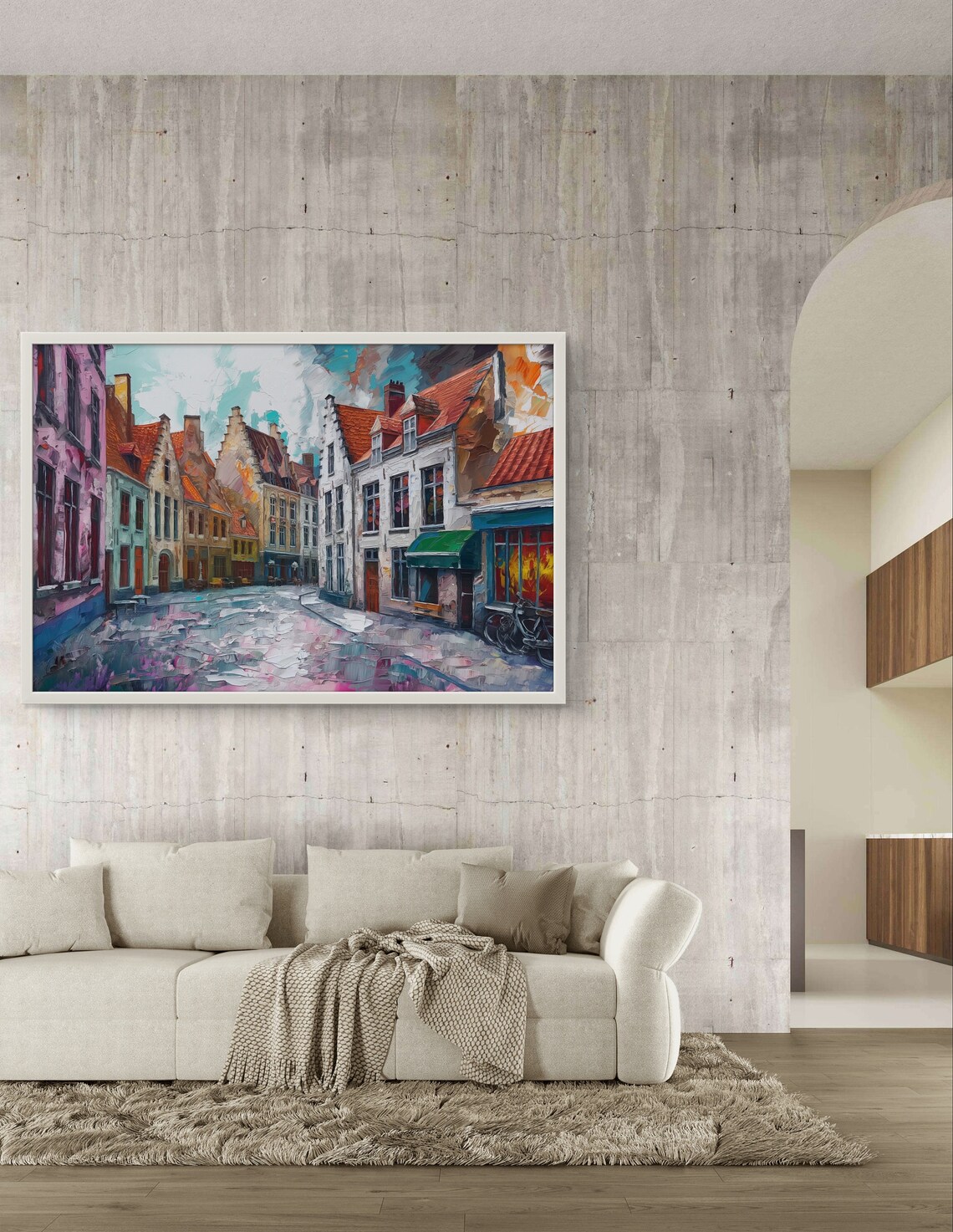 Bruges Wall Art Colorful Cityscape European Print Belgium Painting Print Historic Street Decor Old Town Travel Gift Idea - Image 2