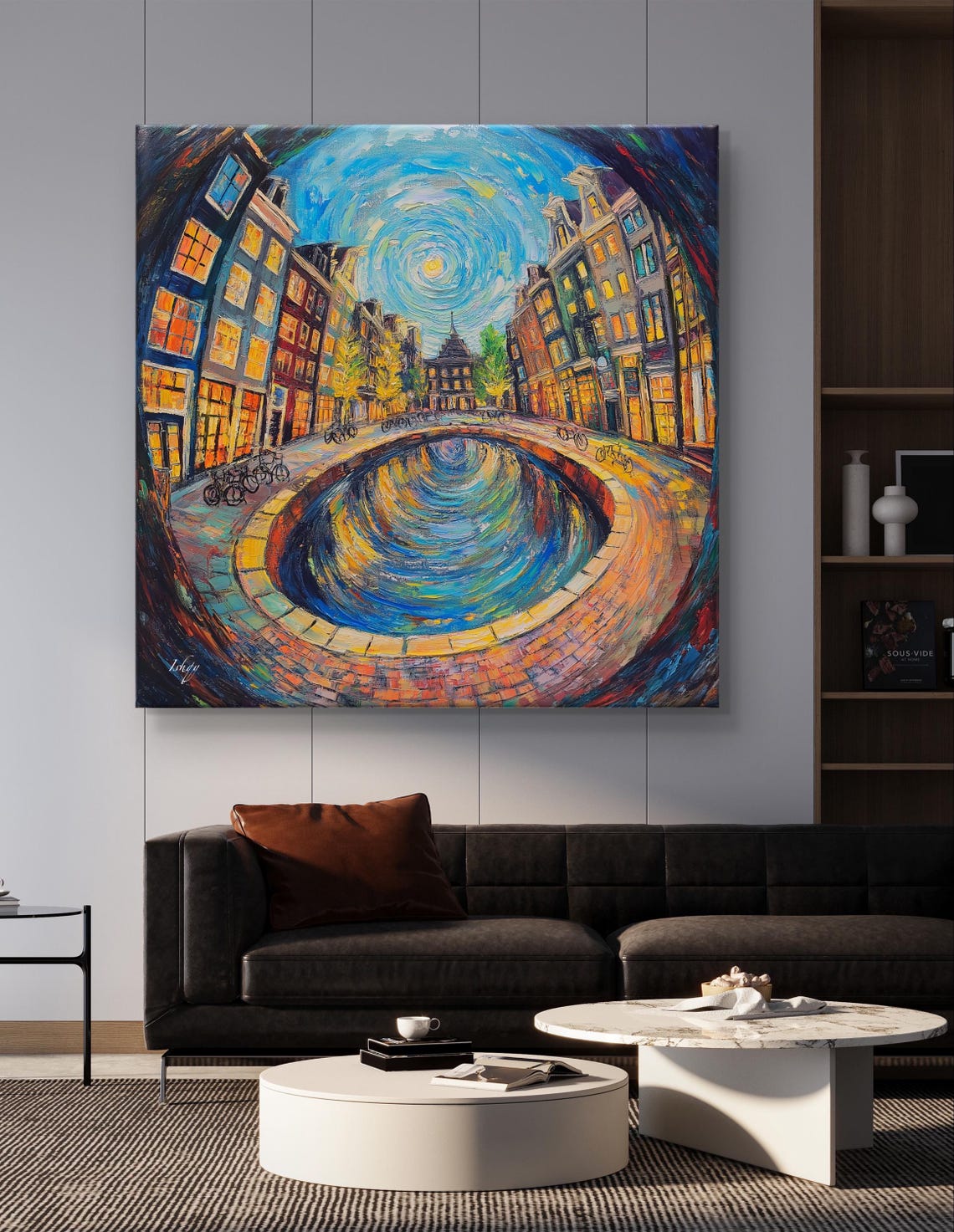 Amsterdam Canal Starry Night Swirling Dutch Cityscape Poster - Image 5