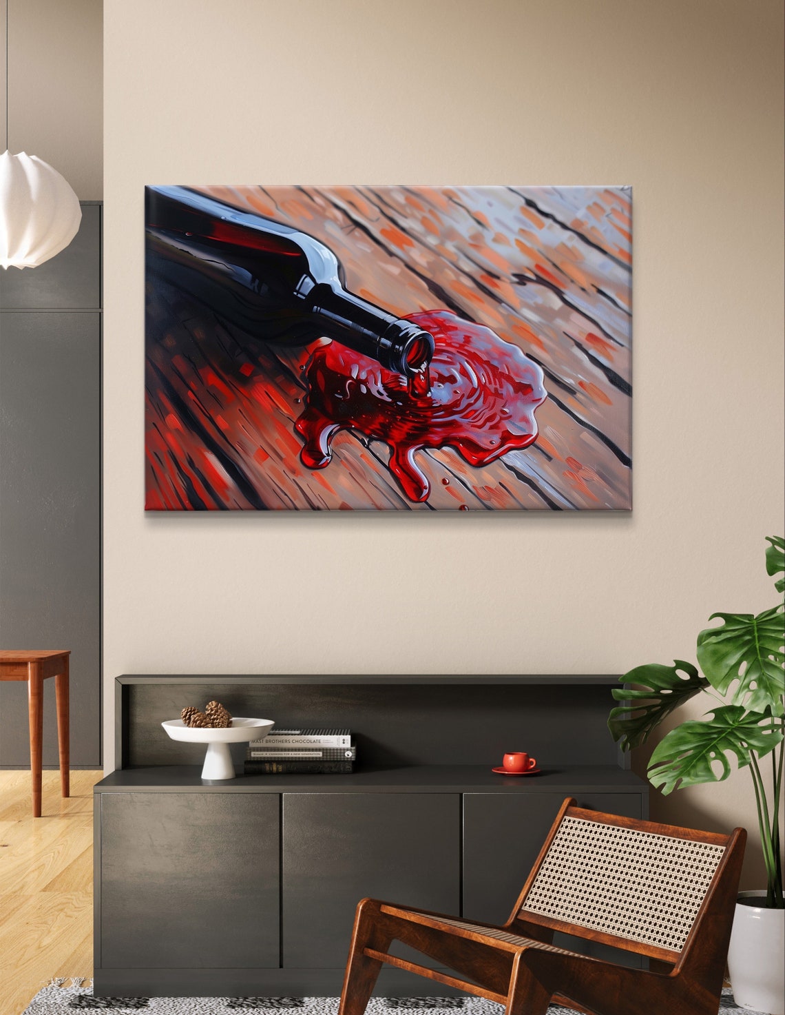 Red Wine Pouring Bottle Close Up Vivid Splash Kitchen Decor Art Poster - Image 6