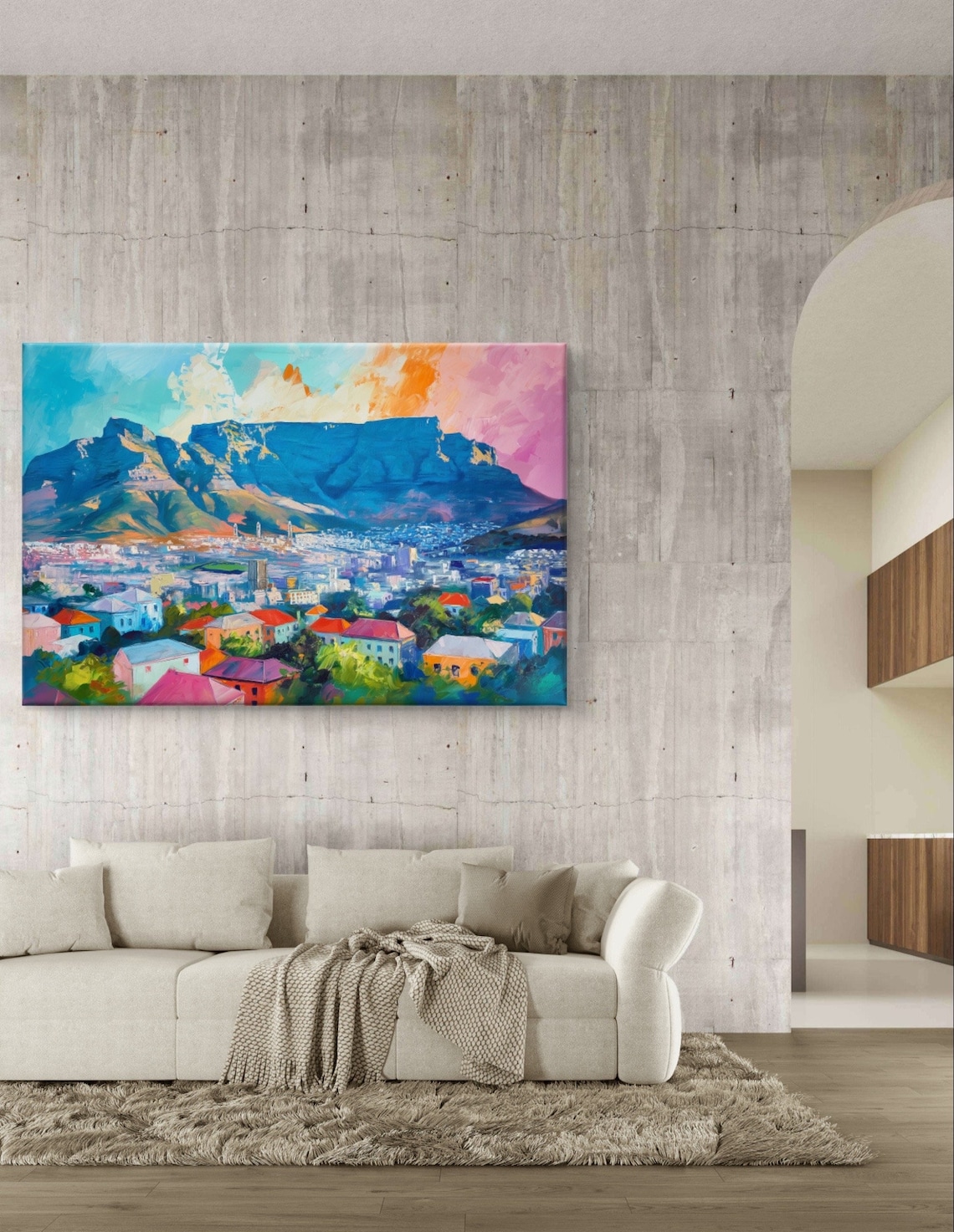 Cape Town Table Mountain and Colorful Cityscape Vibrant Travel Poster - Image 5
