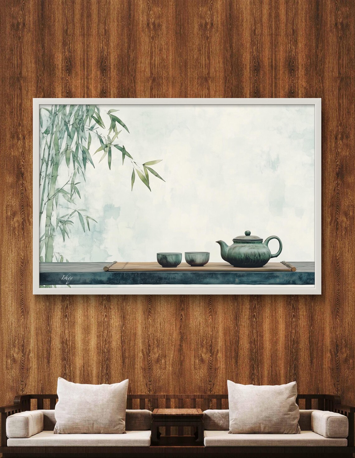 Zen Tea Set Minimalist Bamboo Art Print, Japanese-Inspired - Image 3
