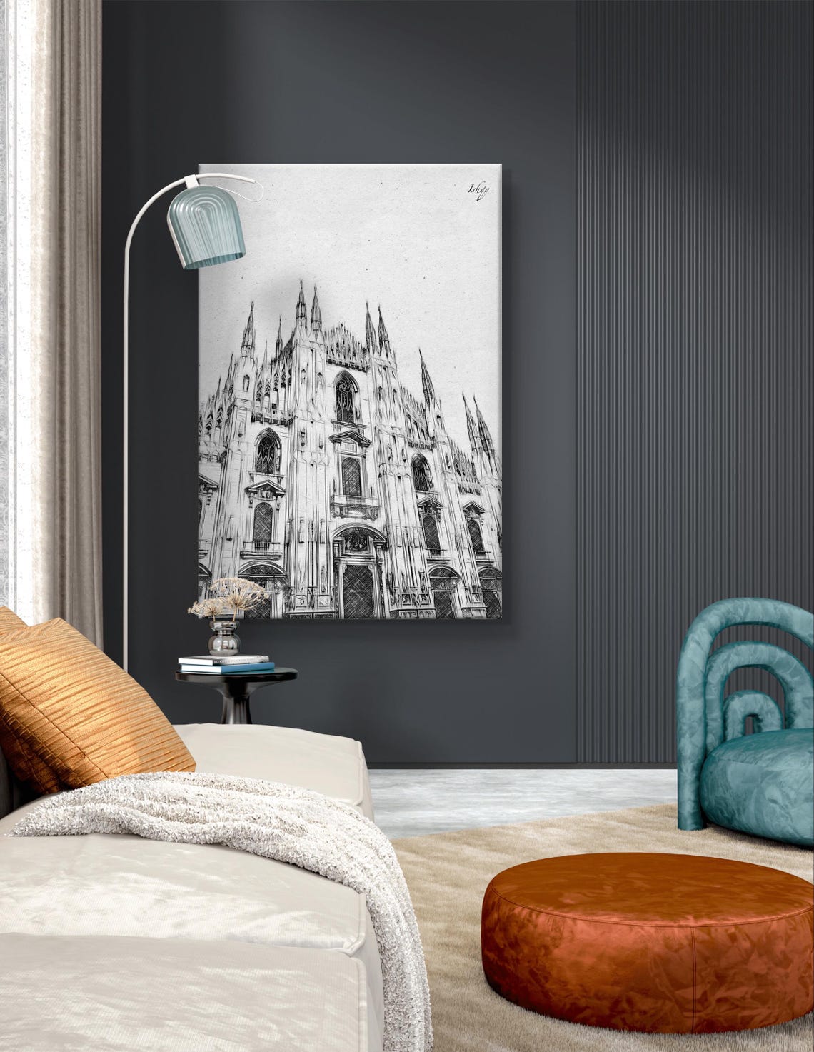 Duomo di Milano Gothic Cathedral Facade Ink Sketch Art Poster - Image 7