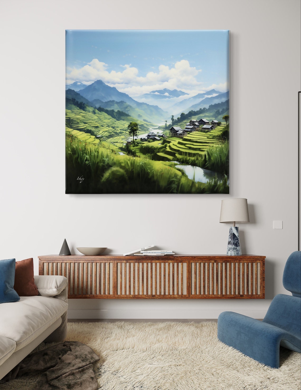Emerald Vietnam Rice Terraces Mountain Valley Landscape Poster - Image 5