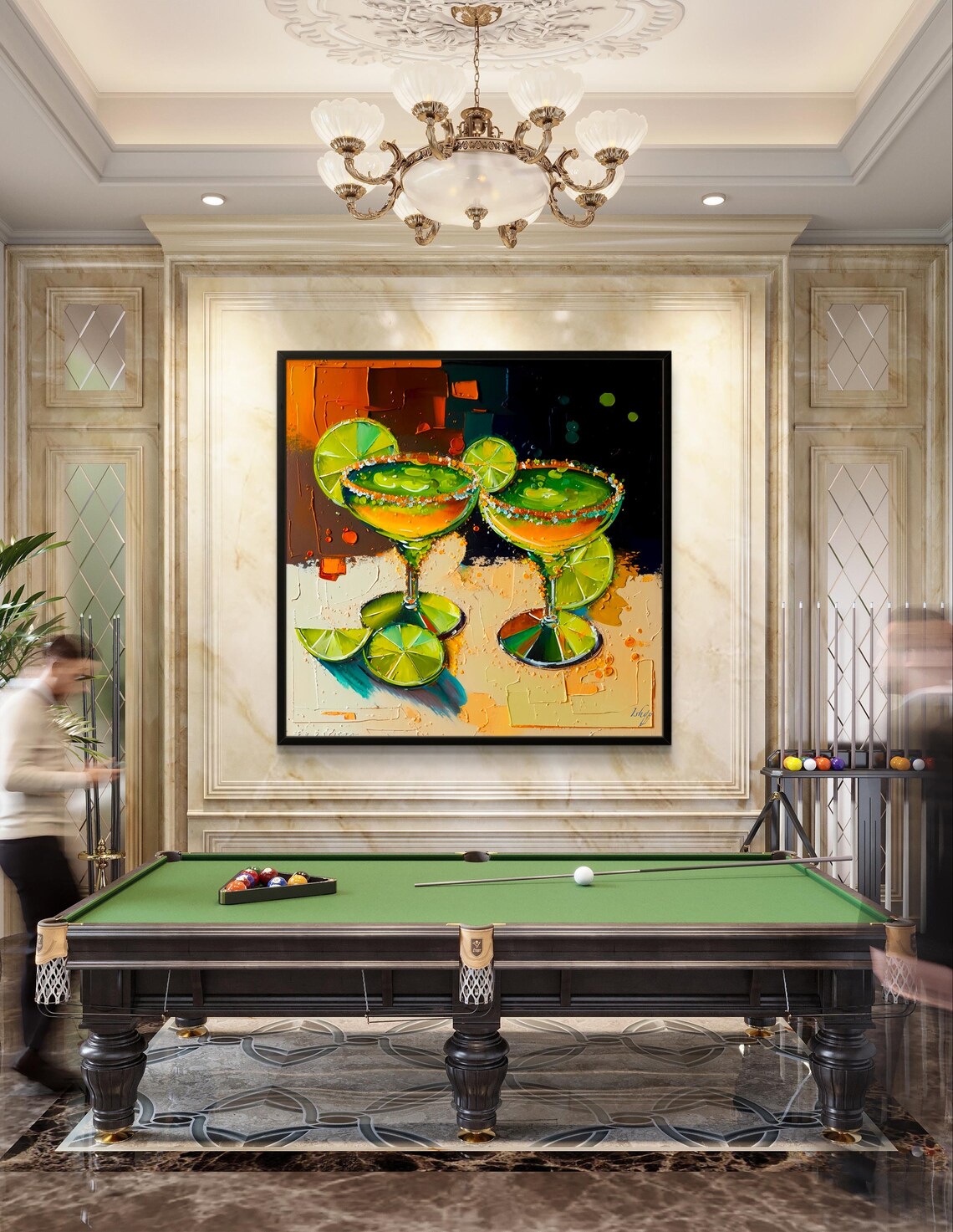 Two Frosty Margaritas With Lime Wedges Cocktail Art Bar Poster - Image 4