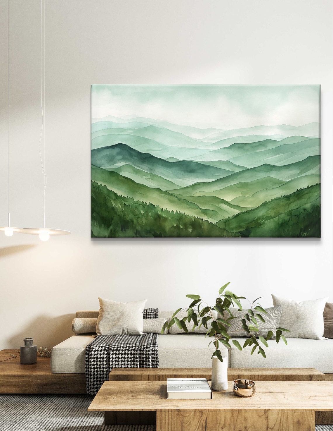 Mountain Landscape Art Misty Green Hills Nature Watercolor Print Scenic Wall Decor Tranquil Home Accent Relaxing Gift - Image 5