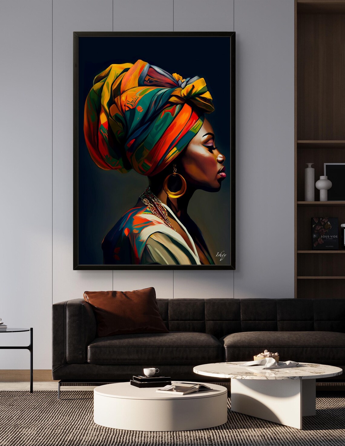 African Woman Turban Art Print, Cultural Decor - Image 3