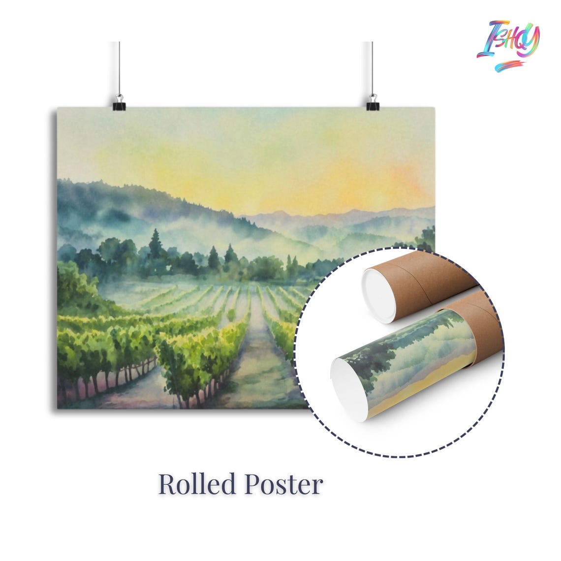 Napa Valley Vineyard Morning Mist Soft Watercolor Wine Poster - Image 2