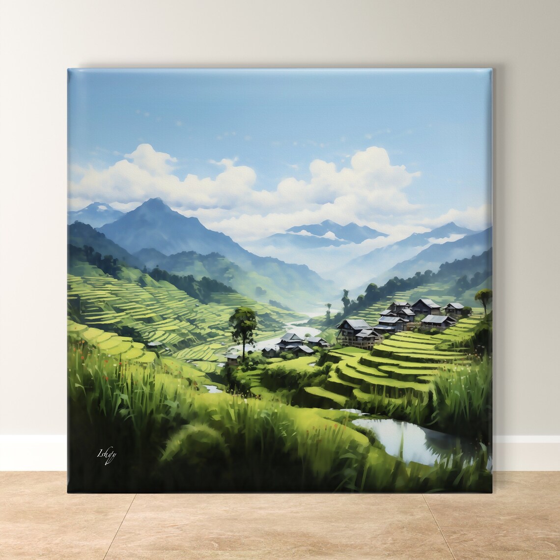 Emerald Vietnam Rice Terraces Mountain Valley Landscape Poster