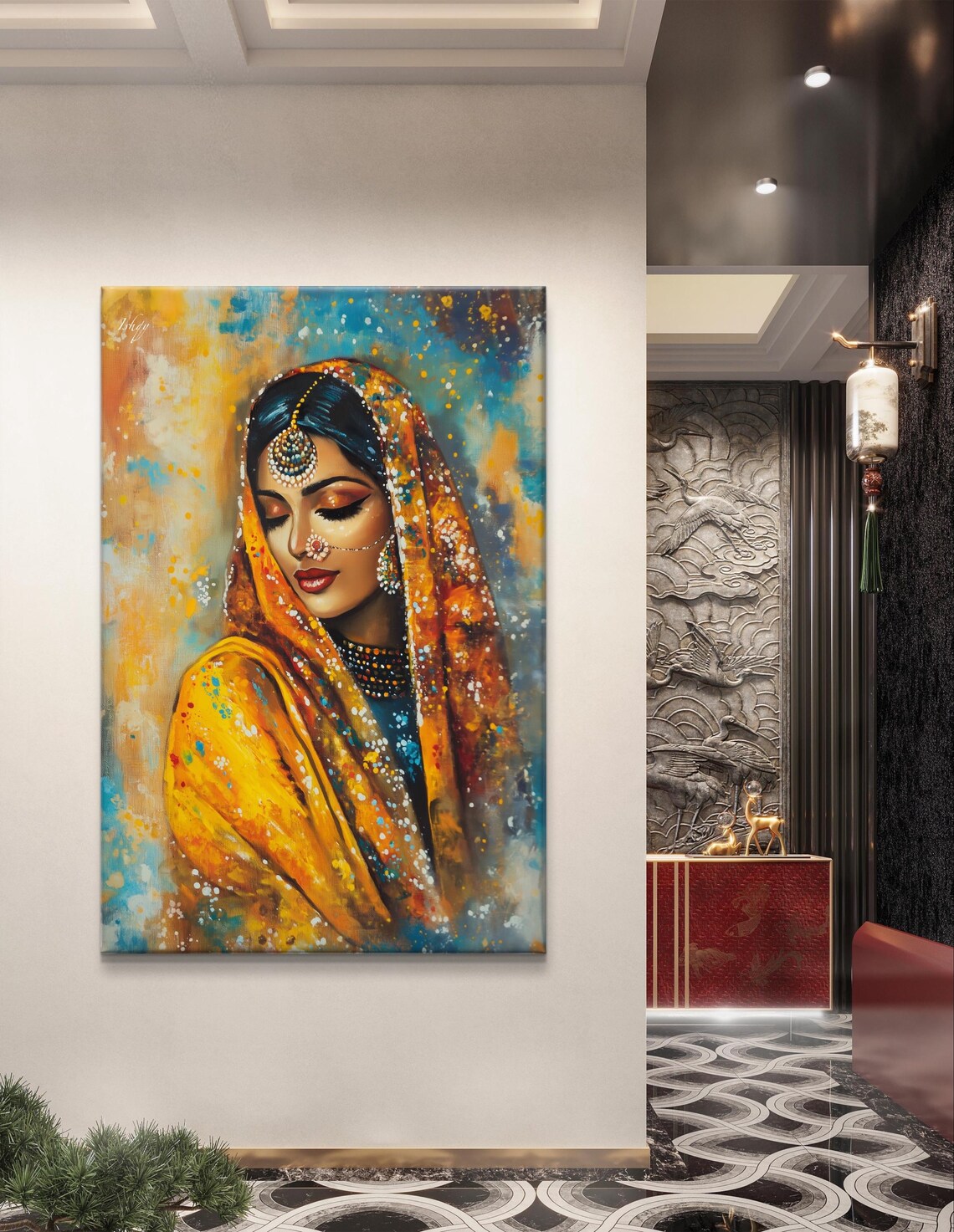 Punjabi Woman In Phulkari, Cultural Art Print - Image 3