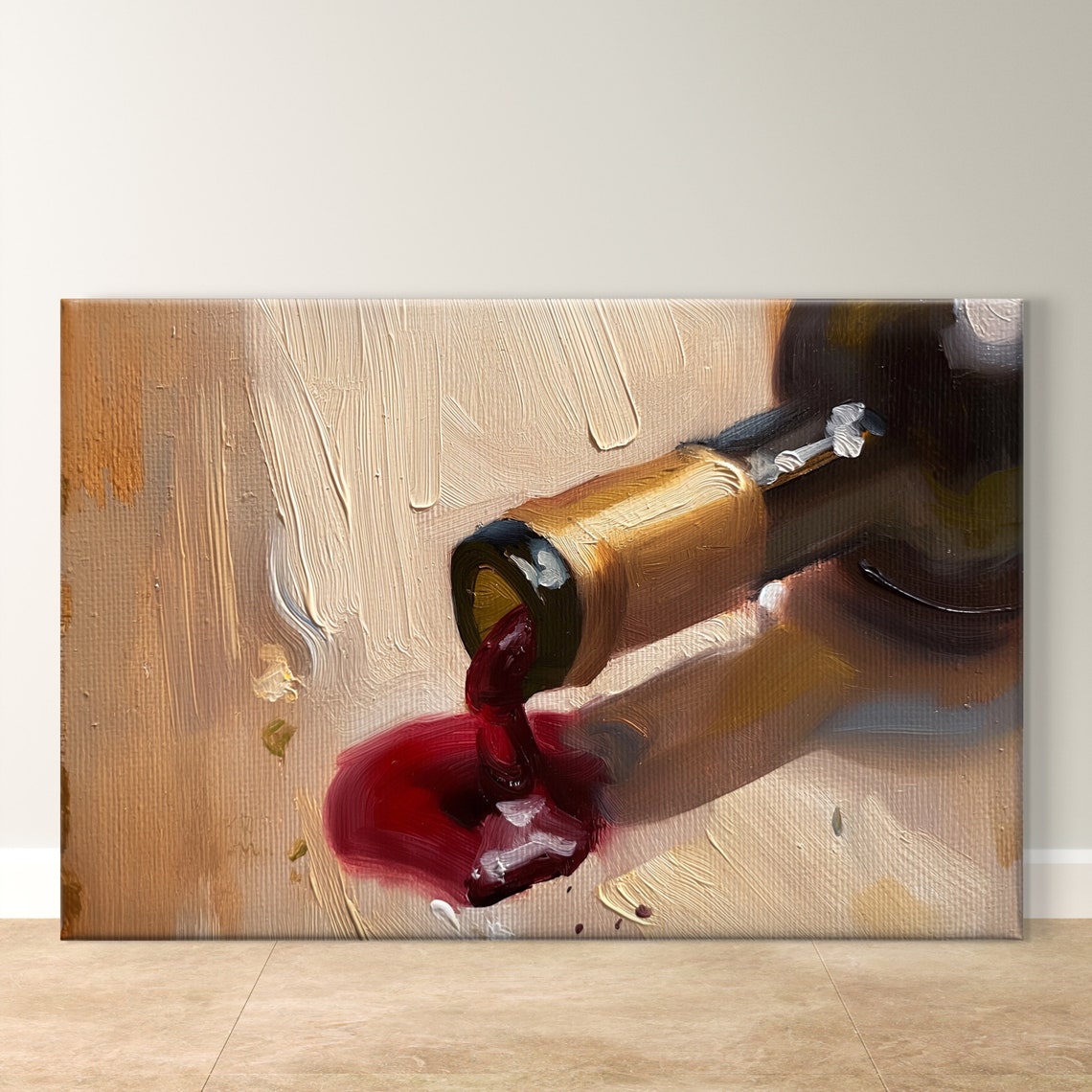 Spilled Red Wine Bottle Rustic Elegance Kitchen Painting Art Poster