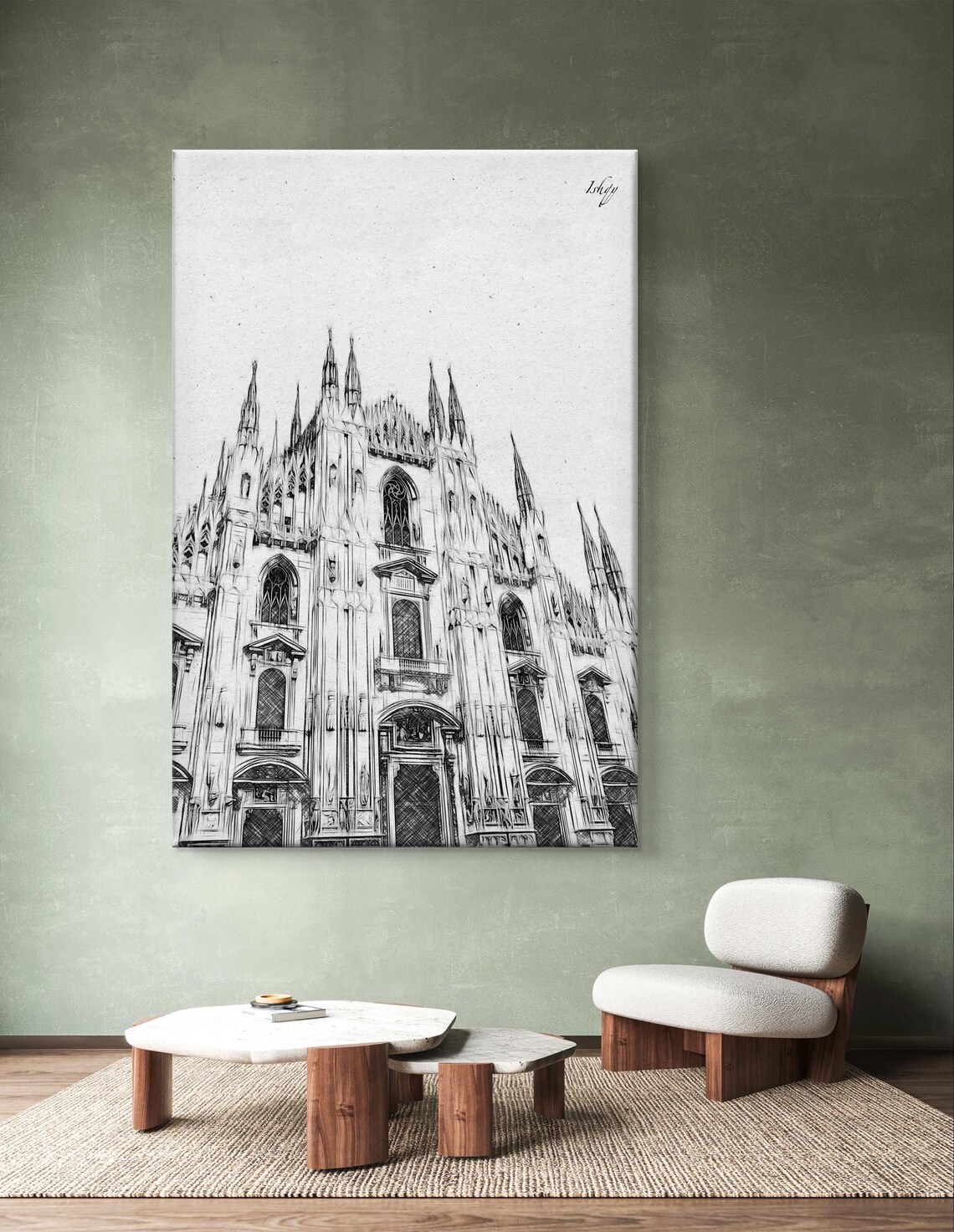 Duomo di Milano Gothic Cathedral Facade Ink Sketch Art Poster - Image 6