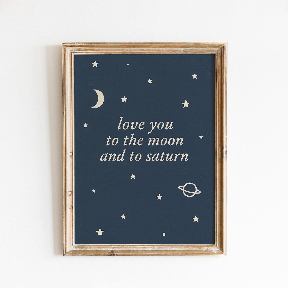 Love You to the Moon and to Saturn Lyric Poster Night Sky Stars