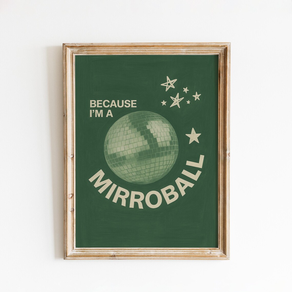 Taylor Swift Mirrorball Lyric Vintage Green Disco Ball Retro Star Poster