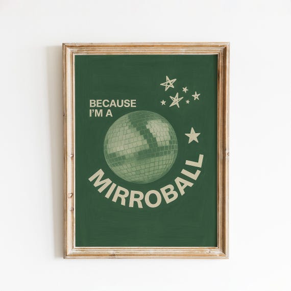 Mirrorball Lyric Poster Retro Disco Ball Wall Art Print