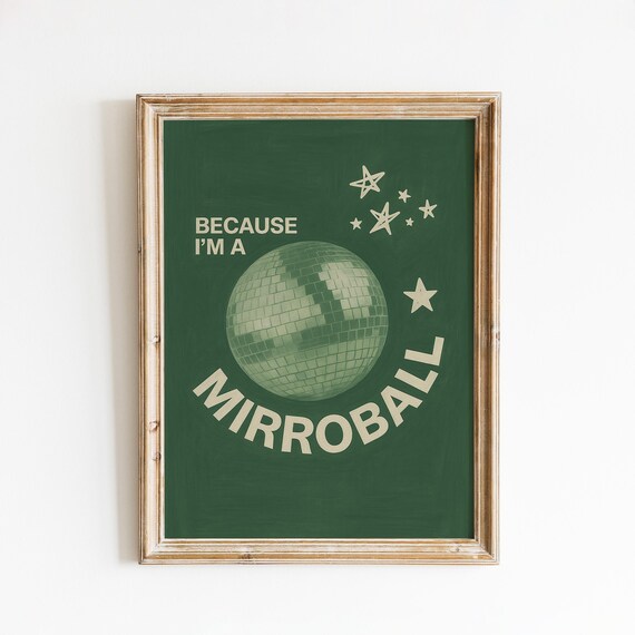 Taylor Swift Mirrorball Lyric Vintage Green Disco Ball Retro Star Poster