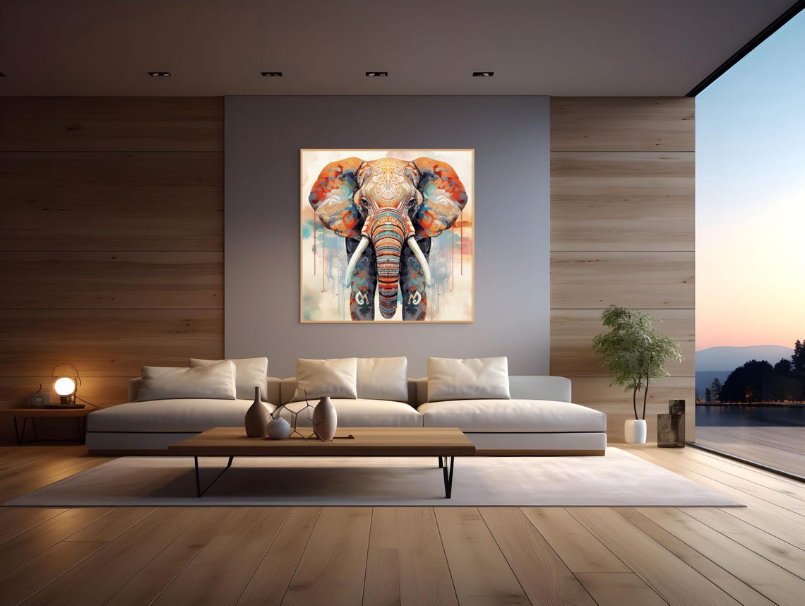 Colorful Boho Elephant Mandala Inspired Safari Animal Poster - Image 2
