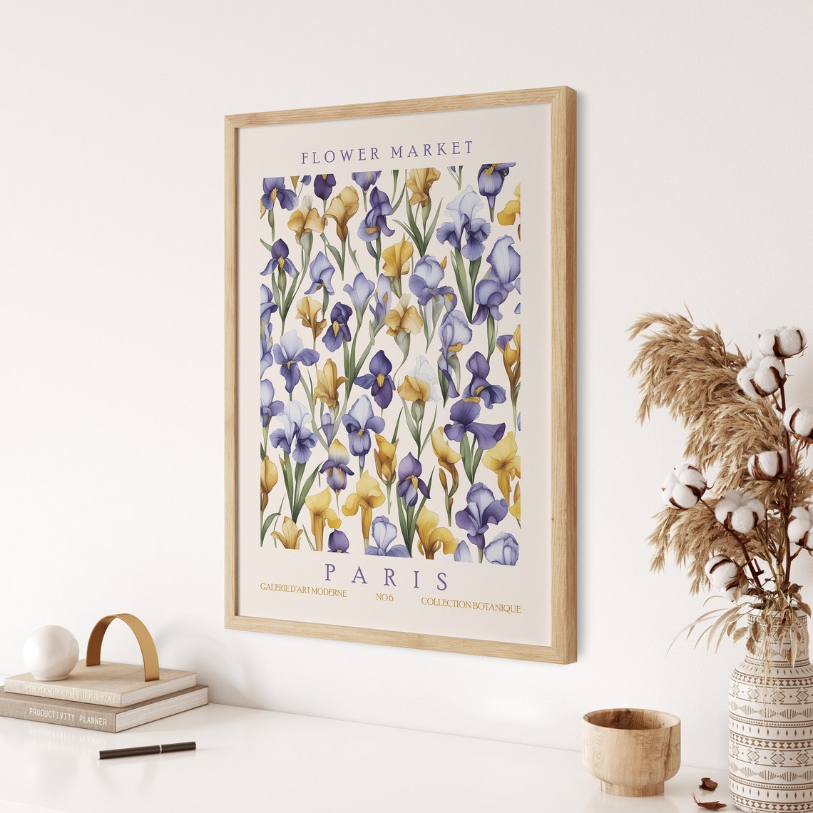 Flower Market Paris Iris Botanical Yellow Blue Floral Poster - Image 3