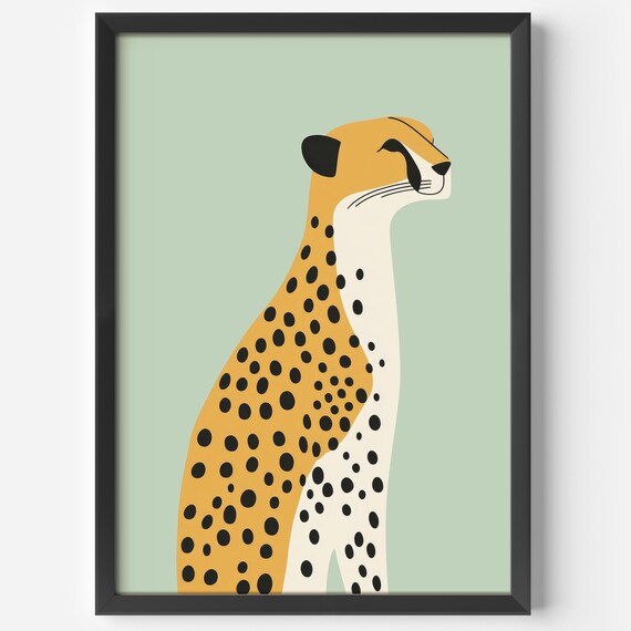 Modern Scandinavian Cheetah Portrait Elegant Big Cat Art Poster