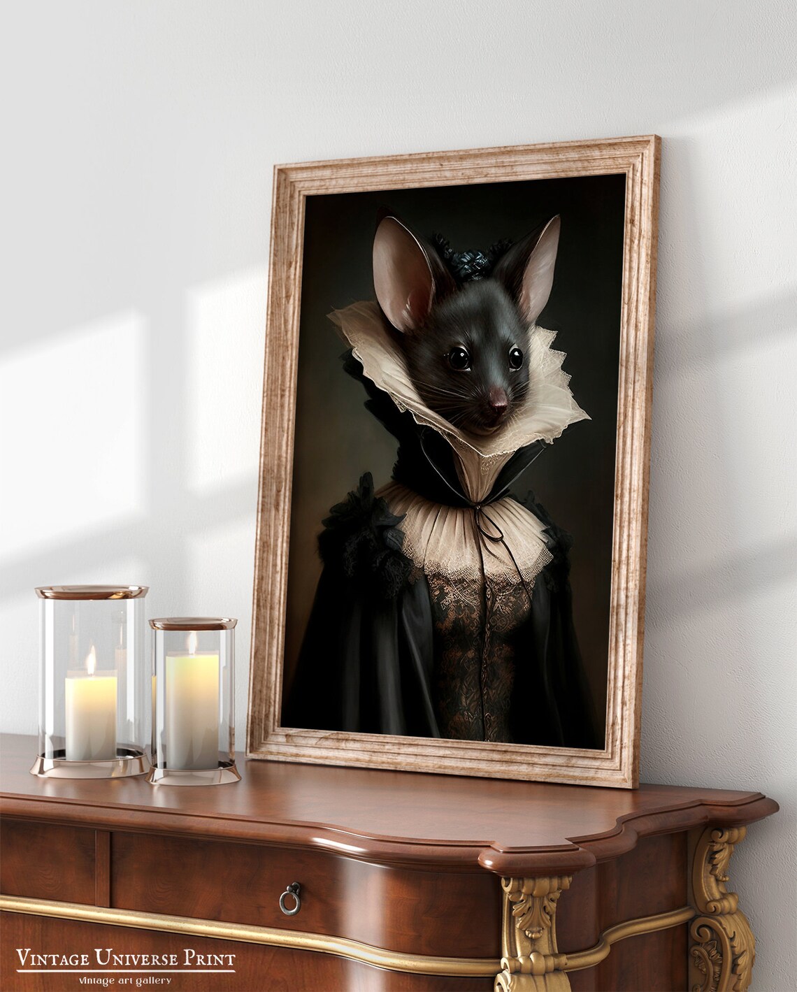 Victorian Mouse in Lace Collar Gothic Animal Portrait Poster - Image 4