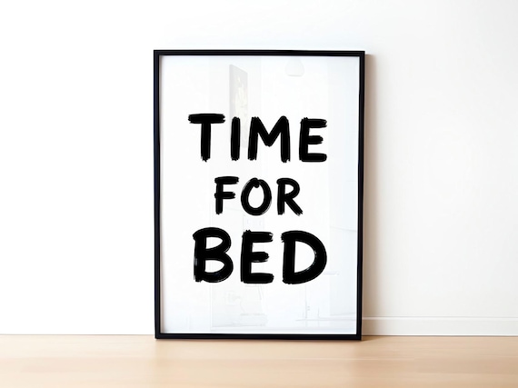 Time For Bed Bedroom Poster Wavy Bed Quote Print Funny Bed Time Wall Decor Trendy Bedroom Wall Art Print