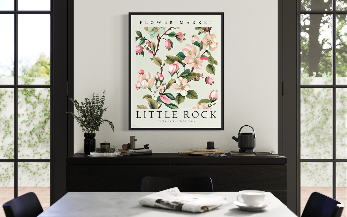 Little Rock Flower Market Vintage Botanical Apple Blossom Art Poster - Image 3