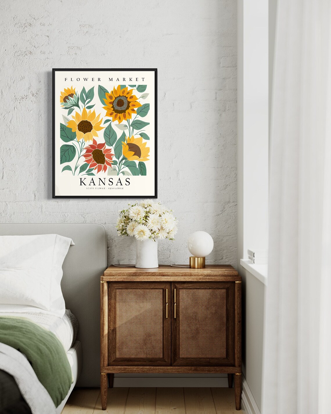 Kansas State Flower Sunflower Market Art Print - Image 3
