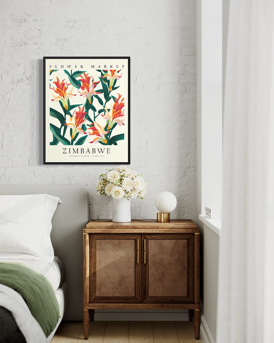 Zimbabwe National Flower Flame Lily Vintage Art Print - Image 3