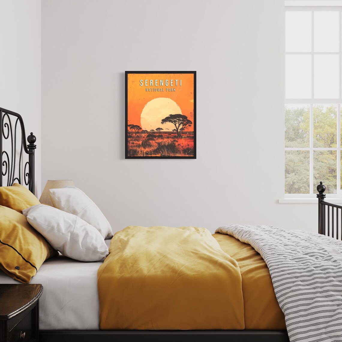 Serengeti National Park African Savanna Sunset Art Vintage Poster - Image 3