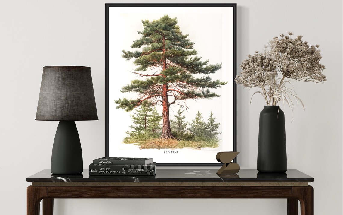Red Pine Tree Art Print, Nature Wall Decor - Image 3