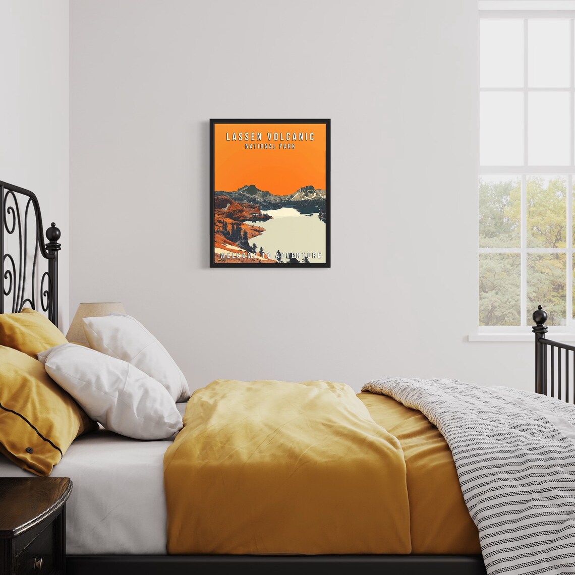 Lassen Volcanic National Park California Lake Sunset Travel Poster - Image 2
