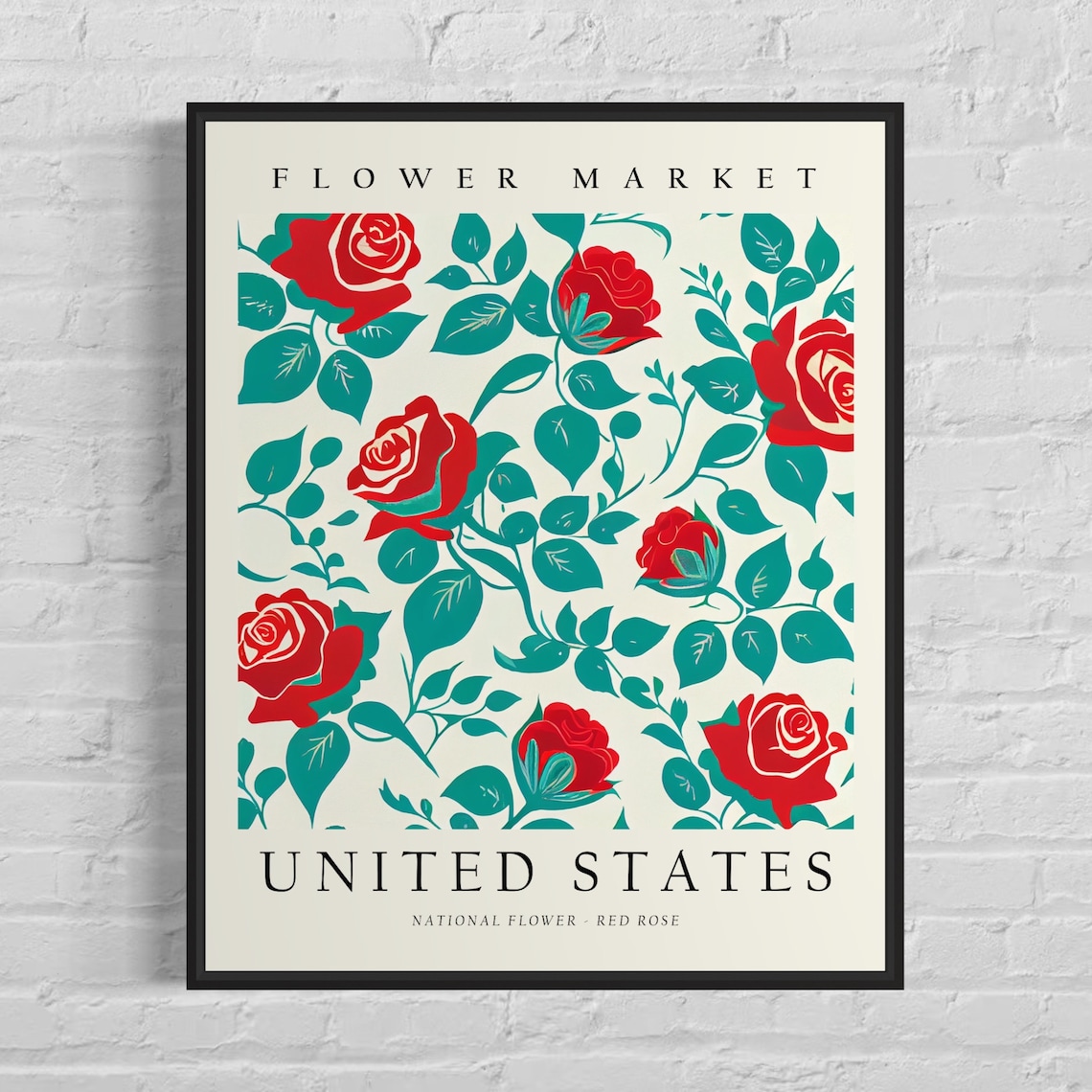 United States Flower Market Art Print, Rose Market