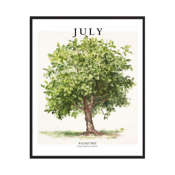 July Tree Month Walnut Tree Art Print Walnut Tree Wall Art Poster