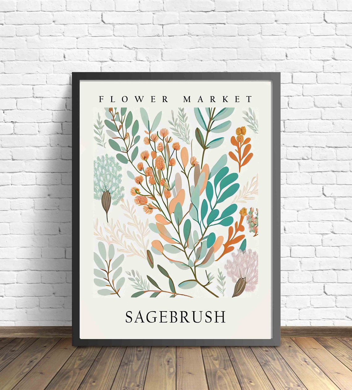 Sagebrush Desert Copper Botanical Flower Market Pastel Art Print