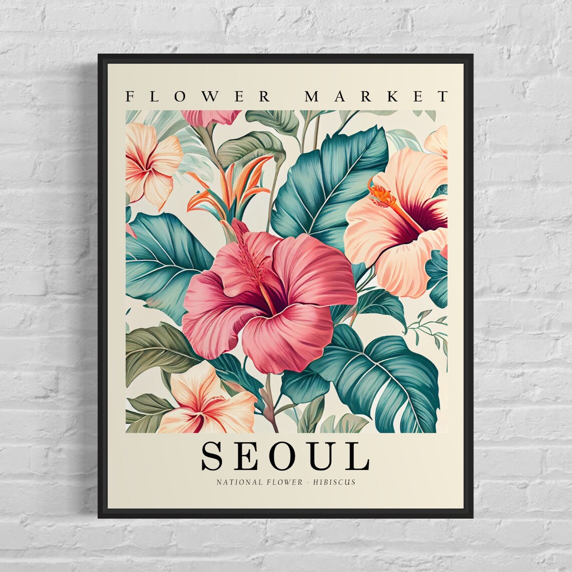 Seoul South Korea Flower Market Hibiscus Tropical Art Poster