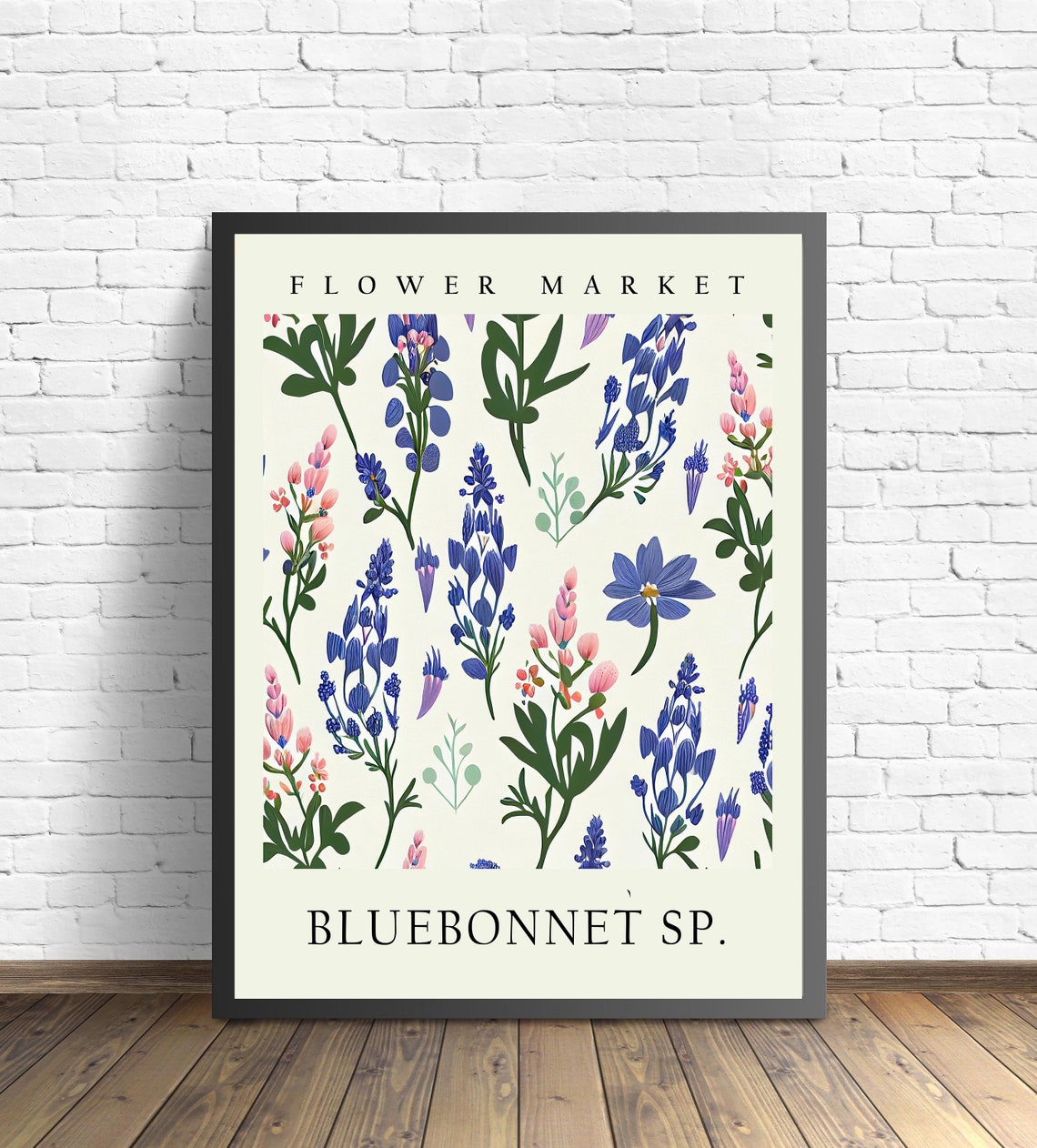 Bluebonnet Texas Wildflower Indigo Botanical Flower Market Poster