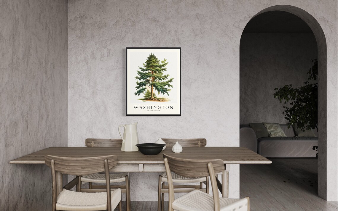 Washington State Tree Art Print, Western Hemlock Symbol - Image 2