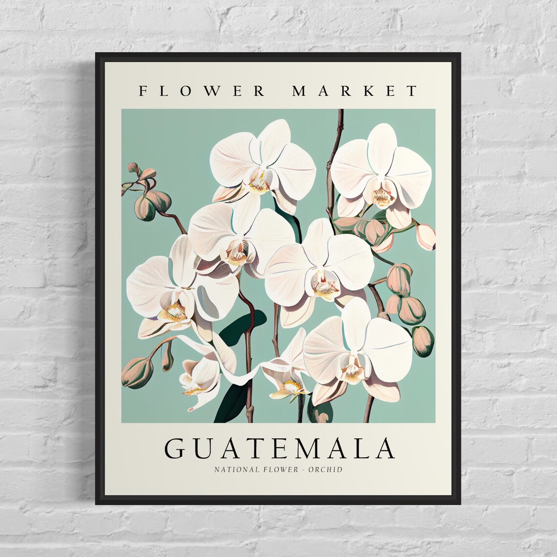 Guatemala Flower Market Orchid Botanical Art Print
