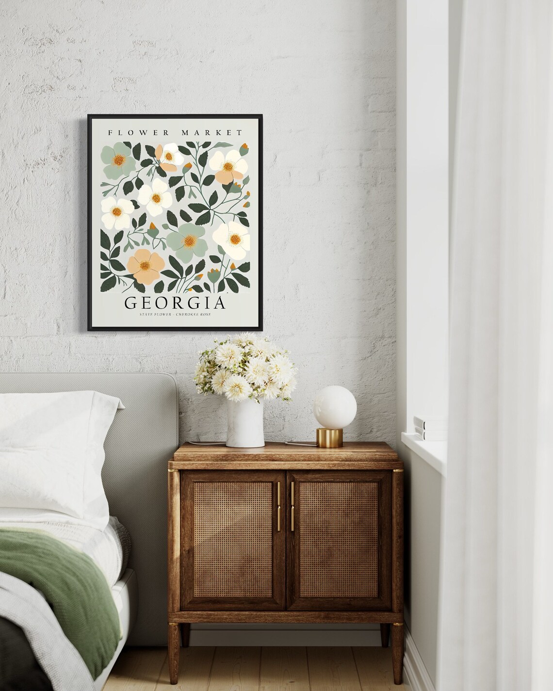 Georgia State Flower Cherokee Rose, Botanical Art Print - Image 3
