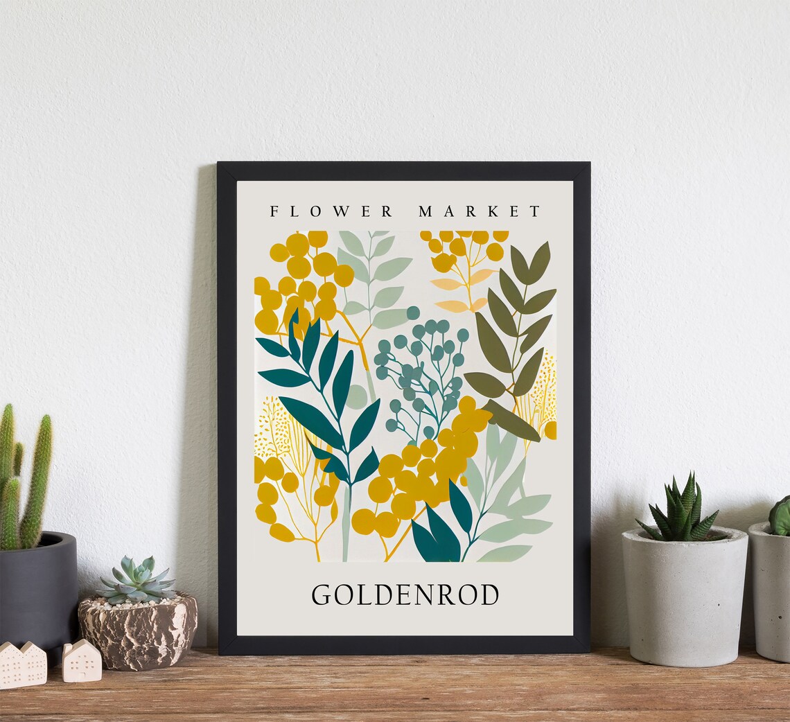 Goldenrod Mustard Yellow Botanical Flower Market Pastel Art Print - Image 3