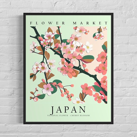 Cherry Blossom 1960s Neutral Botanical Art Print