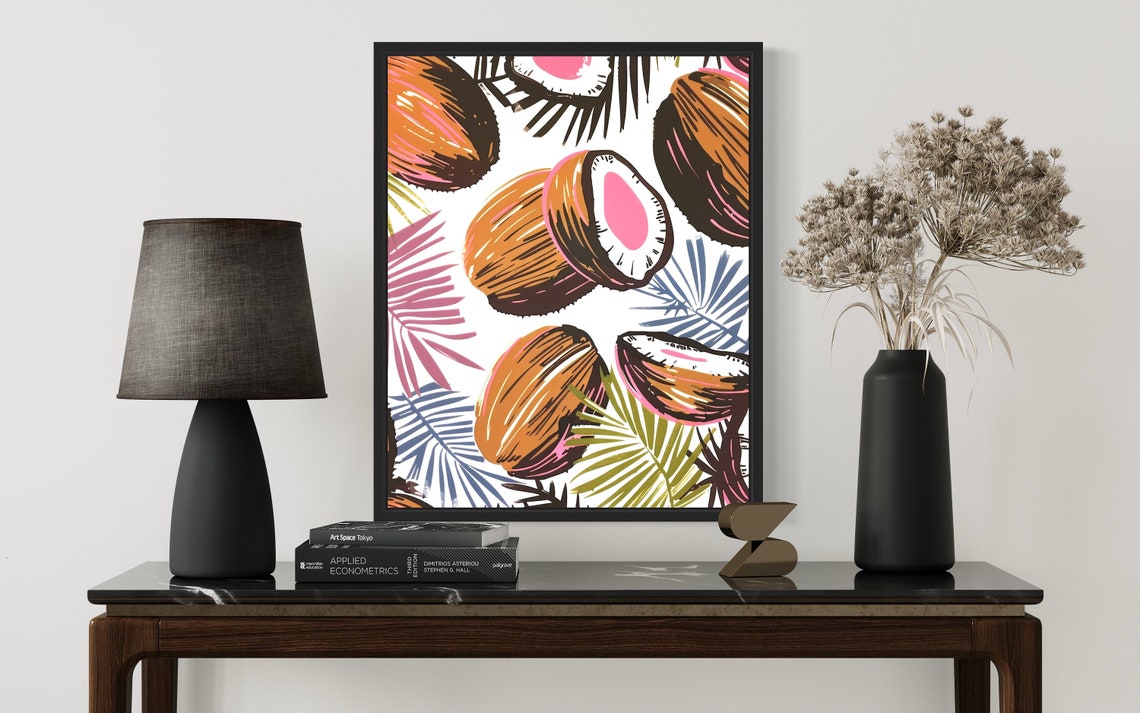 Coconut Pattern Tropical Palm Frond Bold Illustration Art Poster - Image 2