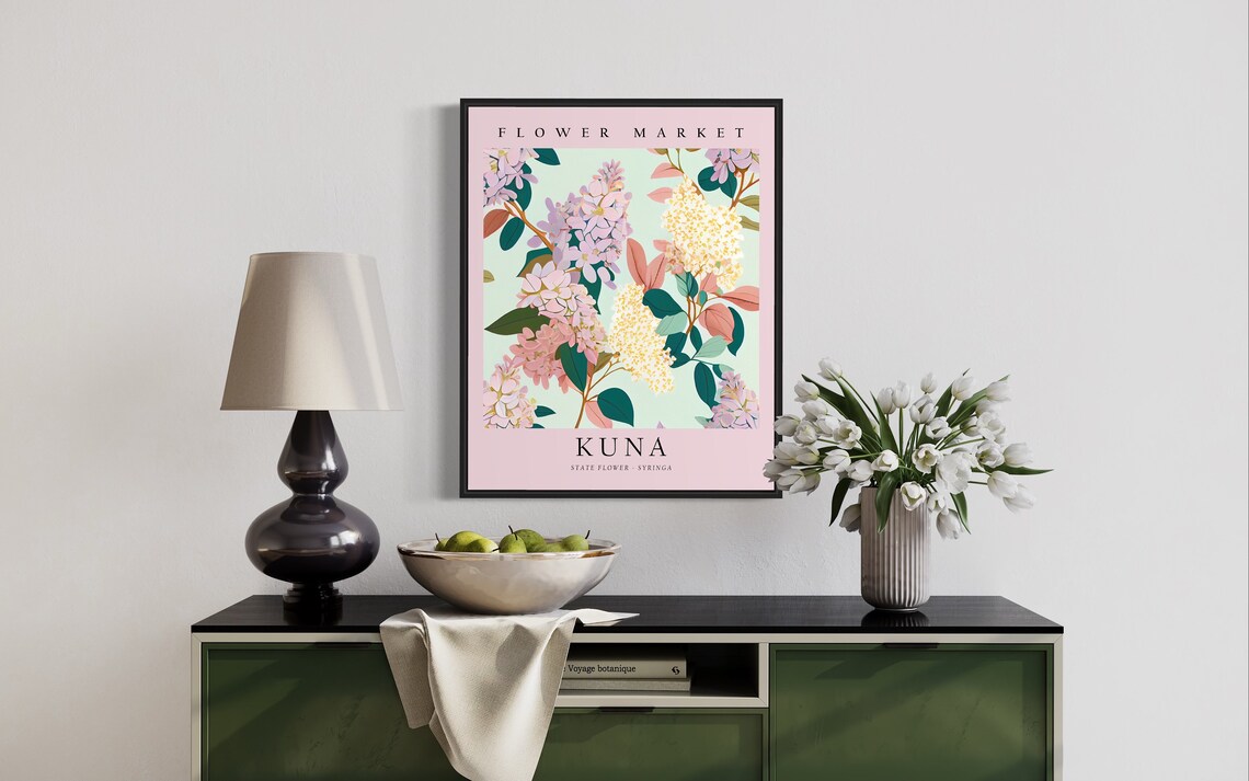 Kuna Idaho Syringa Flower Market Vintage Style Botanical Poster - Image 3