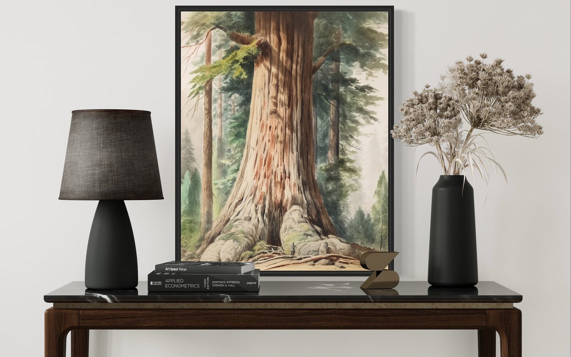 Giant Redwood Tree Ancient Forest Watercolor Illustration Poster - Image 3