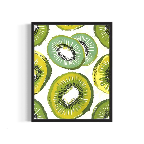 Kiwi Poster Art Print Kitchen Fruit Decor For Kitchen Dining Restaurant Neutral Food Pastel Artwork