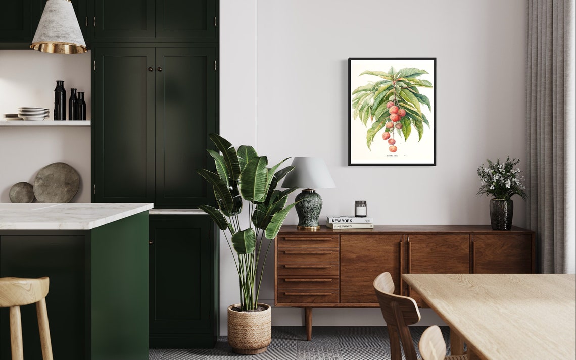 Lychee Tree Watercolor Branch Detail Red Fruit Botanical Poster - Image 3