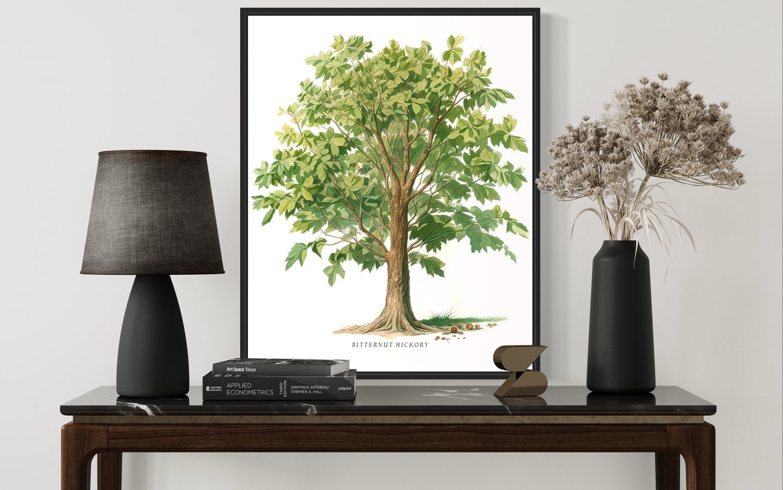 Bitternut Hickory Tree Art Print Bitternut Hickory Tree Wall Art Poster - Image 2