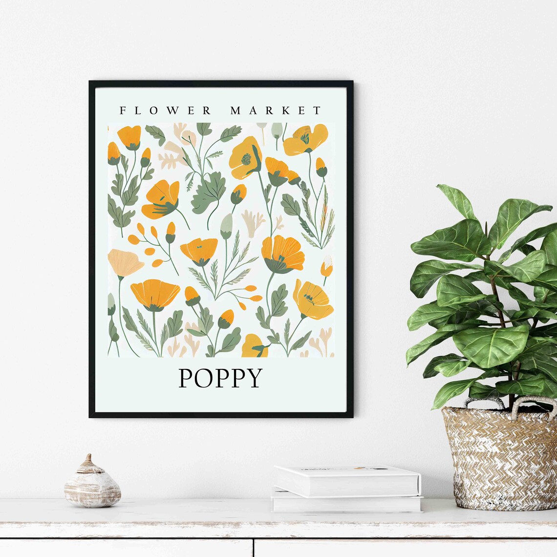 Poppy Yellow Wildflower Botanical Flower Market Pastel Print - Image 2