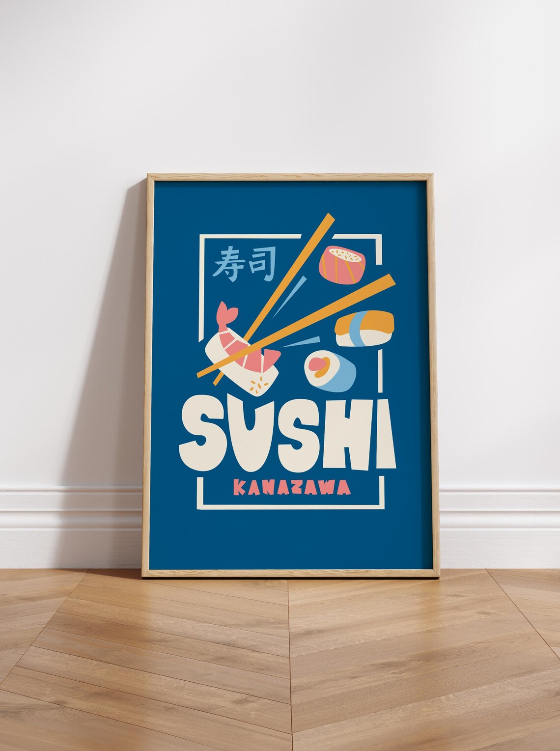 Japanese Sushi Poster Print, Mid-Century Kitchen Decor